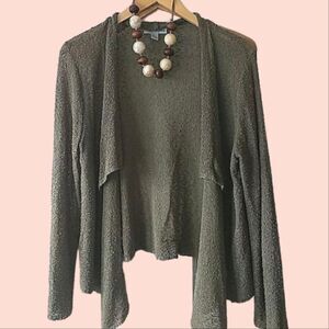 Wind River Slubby Army Green Stretchy Open Cardigan Size L